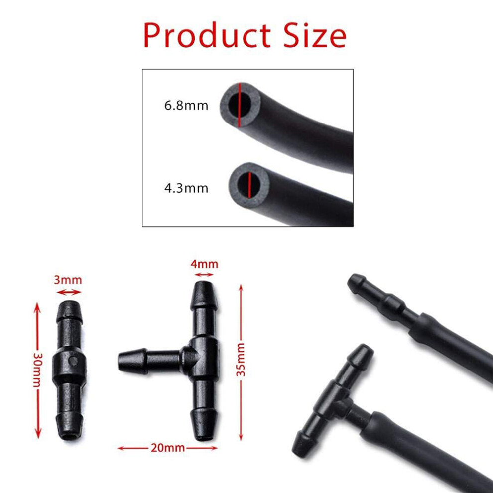 Windshield Washer Nozzles Kit For Chrysler / Dodge / Jeep / Ram 2 Meters Fluid Hose With 2 Pcs Connector 5303833Aa 6931324982632