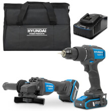 Hyundai S02-FTB Cordless Hammer Drill and Angle Grinder Brushless Kit