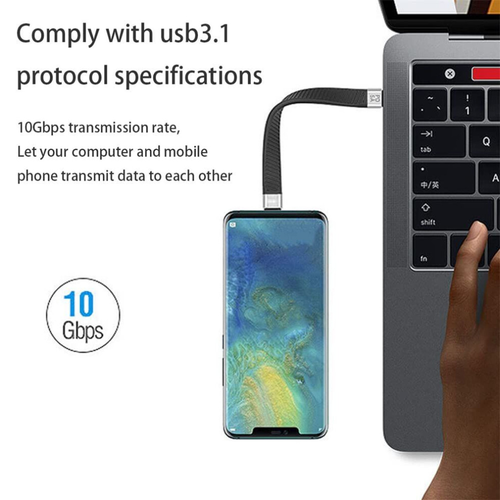 Nfhk Male To Male Usb 10gbps Flat Slim Fpc Data Cable For Laptop Mobile Phone 13cm Type-c Usb-c 3.1 &