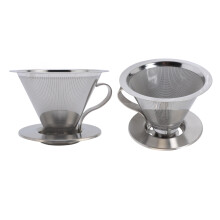 Paperless Pour Over Coffee Dripper Stainless Steel with 300 Mesh Optimal Extraction Portable Reusable Filter Cone for Travel