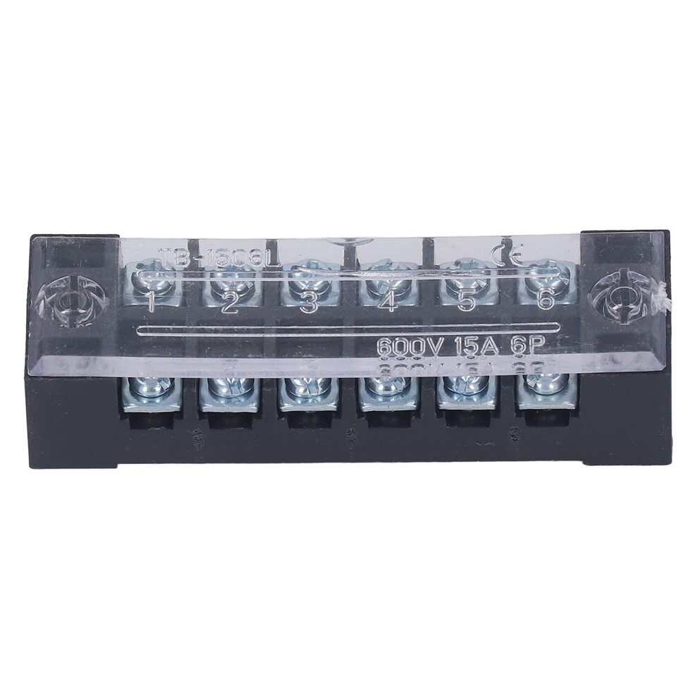 5Pcs Wire Barrier Block Terminal Strip Dual Rows 600V 15A Tb Fixed Copper With Transparent Cover 6 Positions(1506) 4911324991324