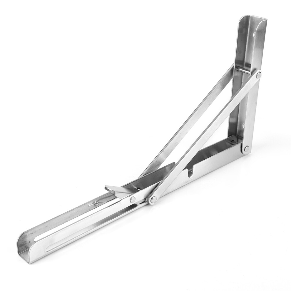 Stainless Steel Wall Mounted Folding Bracket Corner Triangle Brace Shelf Support Bracket (12In) 3731324991756