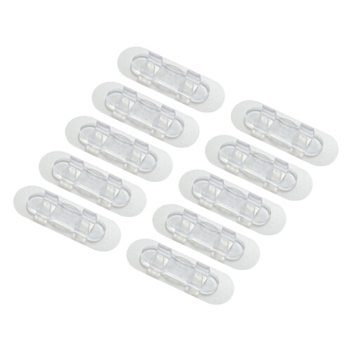 10 Stück Klebe-Kabelclips L - klarer Acryl + PP