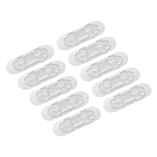 10 Stück Klebe-Kabelclips L - klarer Acryl + PP 1