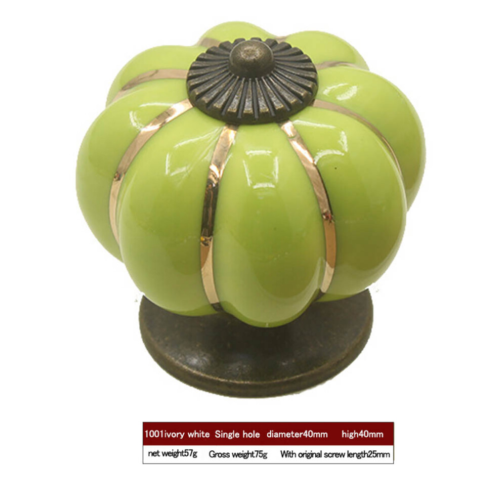 Ceramic Pumpkin Door Knob Drawer Cupboard Wardrobe Furniture Pull Handle (Apple Green) 4261324994406