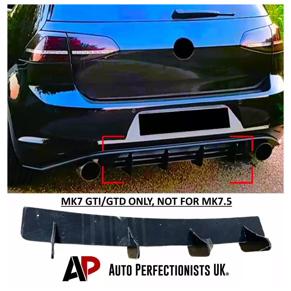 For Vw Golf Gti Mk7 Fin Diffuser & Side Splitters Spoiler Body Kit 13-16 Black 5061072662805