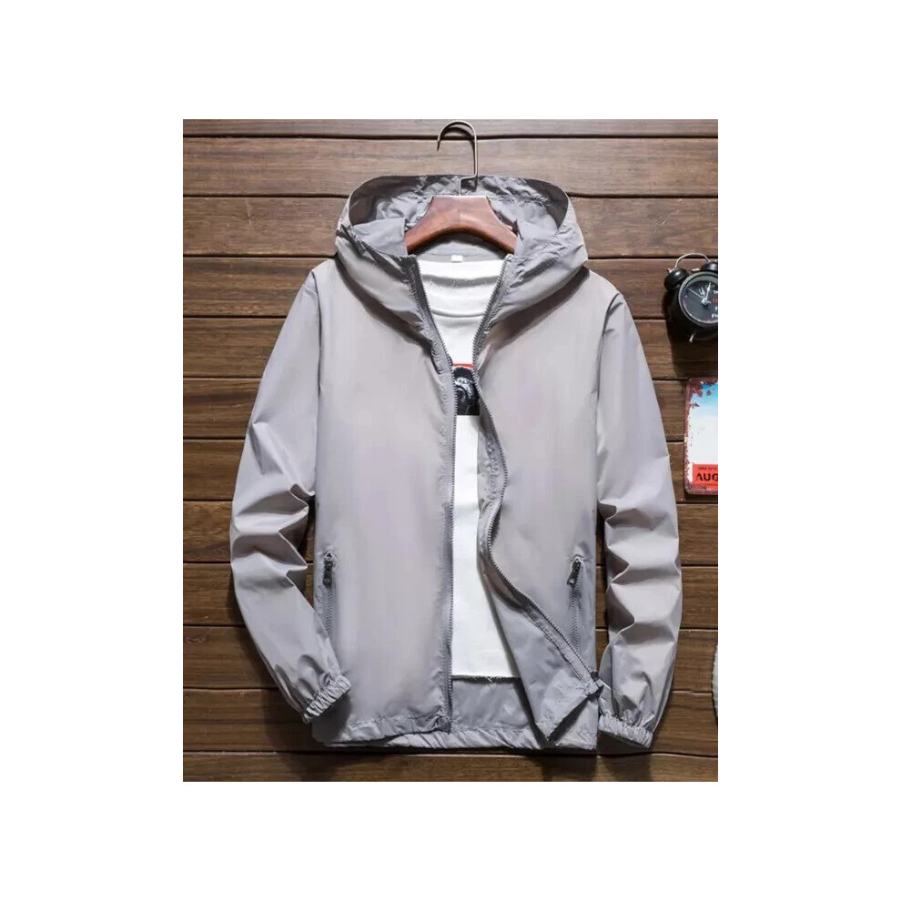Luckstore (7Xl, Gray) Men's Waterproof Rain Jacket Hooded Breathable Lightweight Windbreaker Outwear
