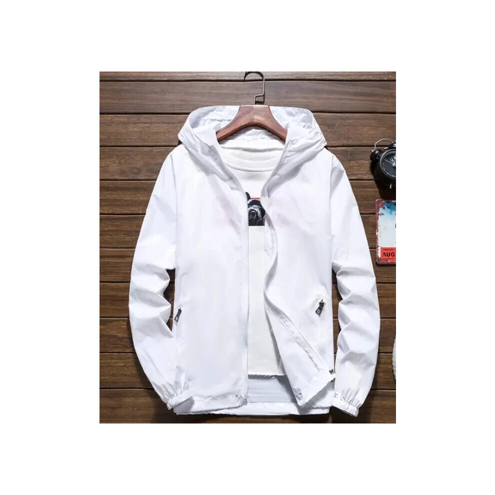 Luckstore (5Xl, White) Men's Waterproof Rain Jacket Hooded Breathable Lightweight Windbreaker Outwear