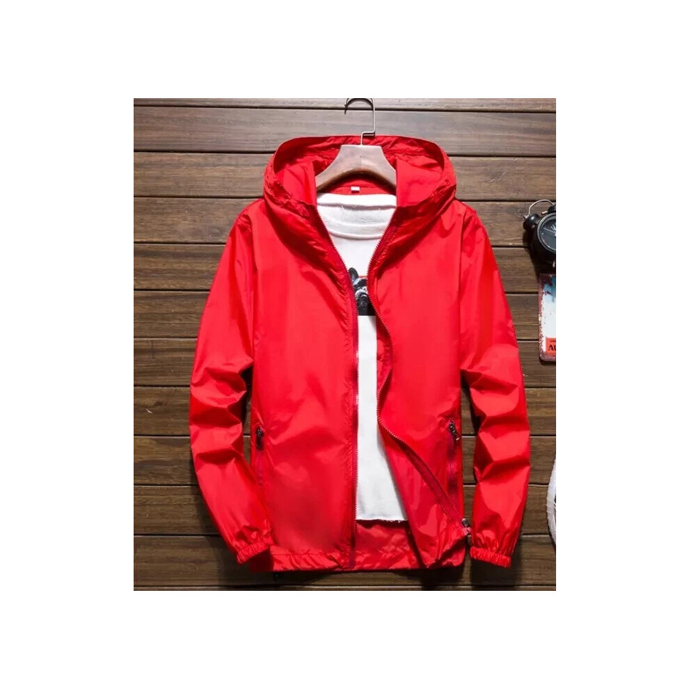 Luckstore (4Xl, Red) Men's Waterproof Rain Jacket Hooded Breathable Lightweight Windbreaker Outwear