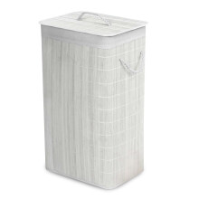 GEEZY Bamboo Laundry Basket with Lid & Liner Foldable Rectangular Clothes Bin Hamper