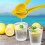 GEEZY GEEZY Metal Lemon Squeezer Hand Juicer Yellow Manual Citrus Press for Lime Fruit 2