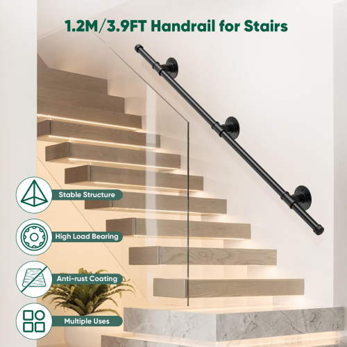 Handrails Stairs,1.2M Stair Handrail for Indoor Outdoor 2