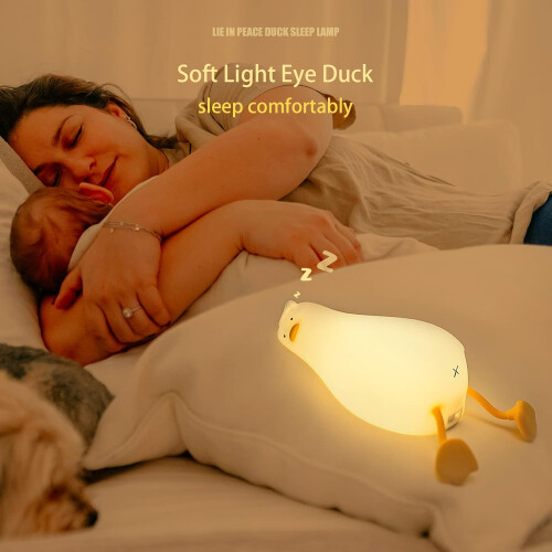 Lying Flat Duck Night Light, LED Squishy Duck Lamp, Cute Light Up Duck(White) 2