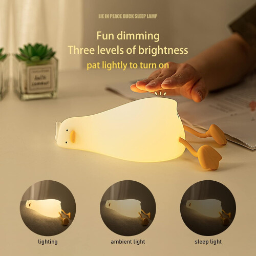 Lying Flat Duck Night Light, LED Squishy Duck Lamp, Cute Light Up Duck(White) 1