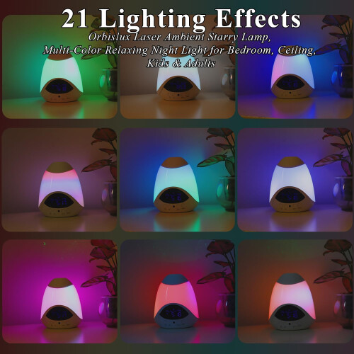 Star Projector, Star Light Projector with Alarm Clock, Remote & Timer, Ambient Starry Lamp(White) 2