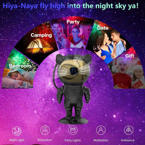 Astronaut Galaxy Projector Night Light, Star Projector Galaxy Light with Nebula, Starry LED Lamp(Black) 2