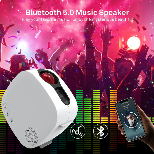 Galaxy Projector,Night Light Star Projector with Bluetooth Speaker, Remot Control LED Nebula Cloud (White) 2