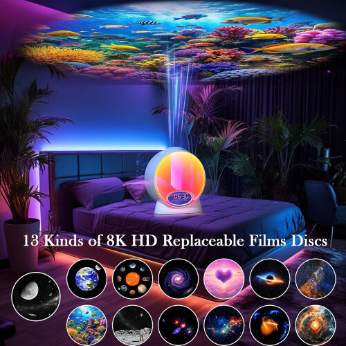 13 in 1 HD Planetarium Star Projector,Star Projector Galaxy Light with Remote/Auto-Off Timer(White) 1