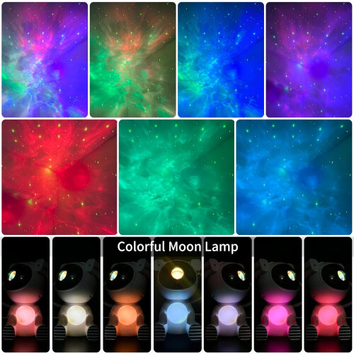 Astronaut Galaxy Projector, Star Projector with Timer and Remote, Night Light with Moon Lamp(White) 1