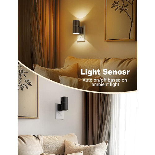 Night Lights Plug into Wall, Modern Night Lights with Dusk to Dawn Light Sensor, Soft White 3000K(Black) 2