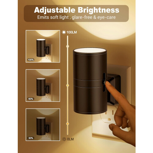 Night Lights Plug into Wall, Modern Night Lights with Dusk to Dawn Light Sensor, Soft White 3000K(Black) 1