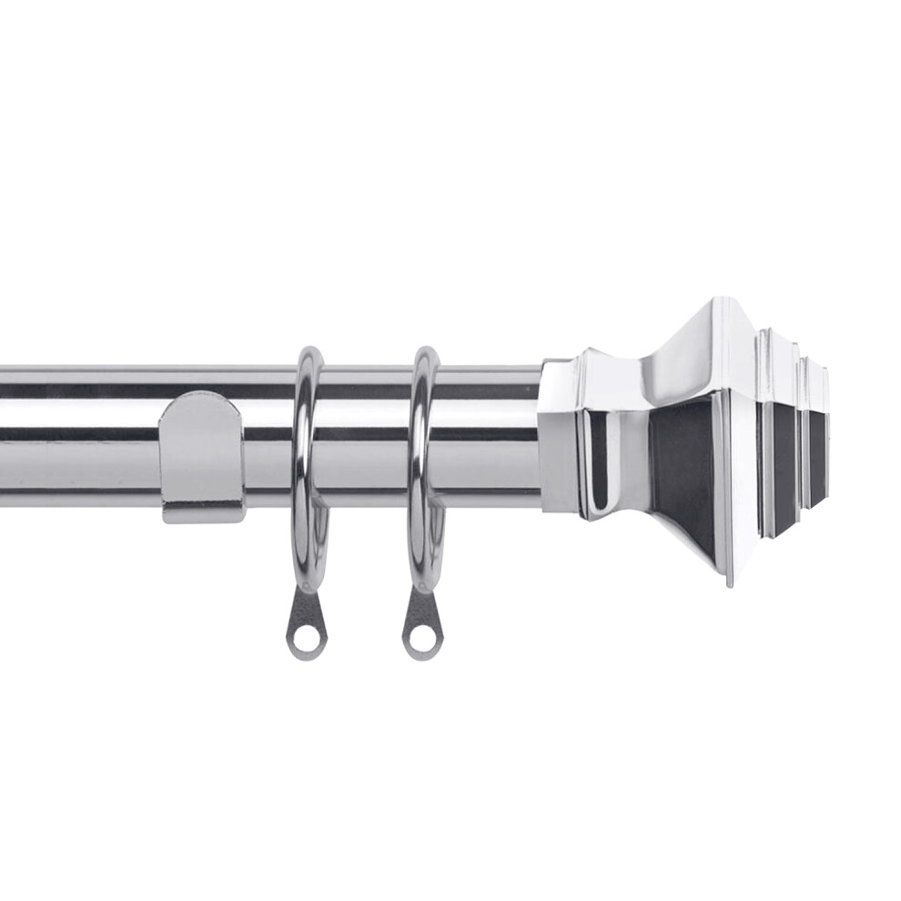 (160 x 300 cm (63'-118' in), Chrome - Lamp) Classic Extendable Metal Curtain Pole Finials Rings & Rod Fittings-image-OPC-PHXD8KW-NEW