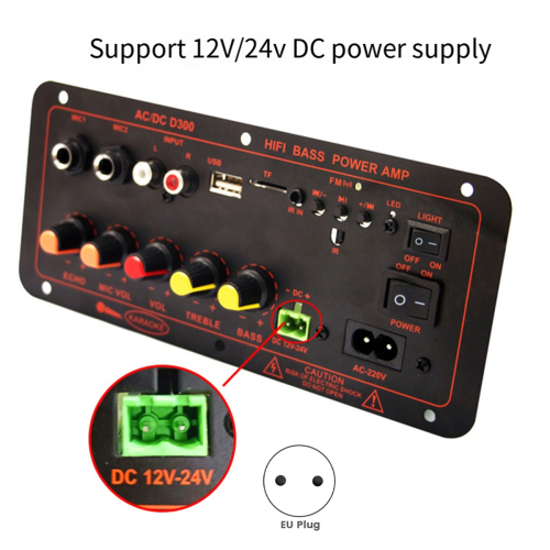Bluetooth5.0 Audio 300W Versterker Board D300 Subwoofer Dubbele Microfoon AMP Versterker Module Auto Mediaspeler EU Plug 2