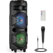 ZYMY Portable Bluetooth Speaker Loud Wireless 8'' Party Speaker with Microphone and Light, Portable PA System Support Kareoke Machine
