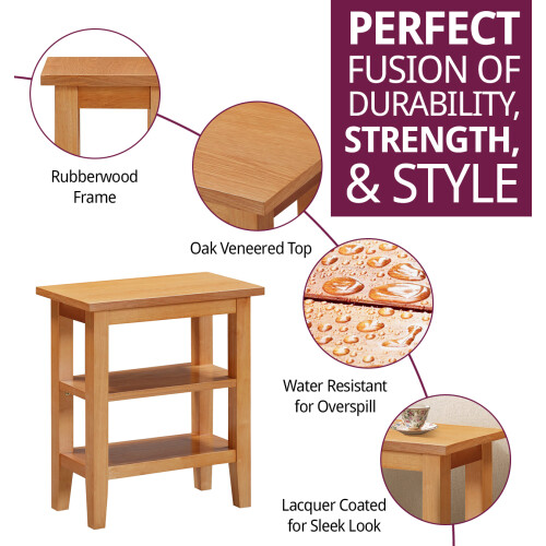Hallowood Furniture Aston Side Table with 2 Shelves 1