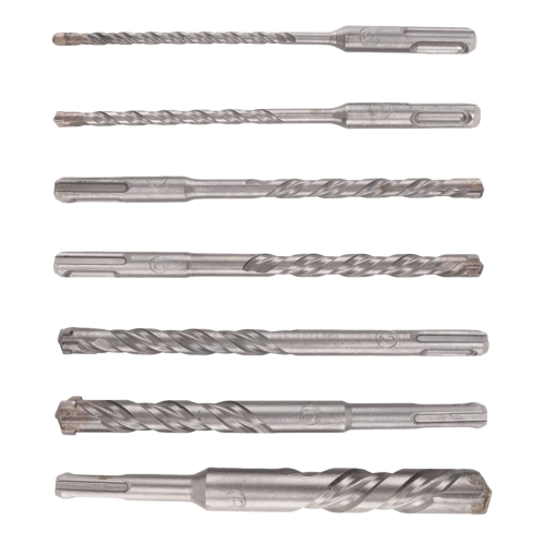 Jeu de 7 forets pour marteau perforateur SDS Plus (4 cannelures)