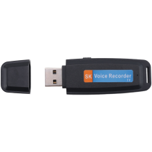 Registratore audio vocale digitale USB portatile ricaricabile U-Disk - Nero