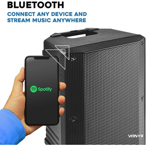 VONYX VSA700-BP 1000W Portable PA System with Microphones, Bluetooth, Adjustable Stand, and Protective Case 1