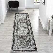 (Frame Grey, 60 x 220 cm Runner) Soft Modern Traditional Runner Rug for Living Room