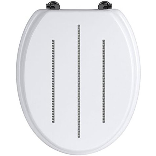 SQ Professional DIAMANTE DIAMONDS CRYSTAL BLACK WHITE TOILET SEAT (White)