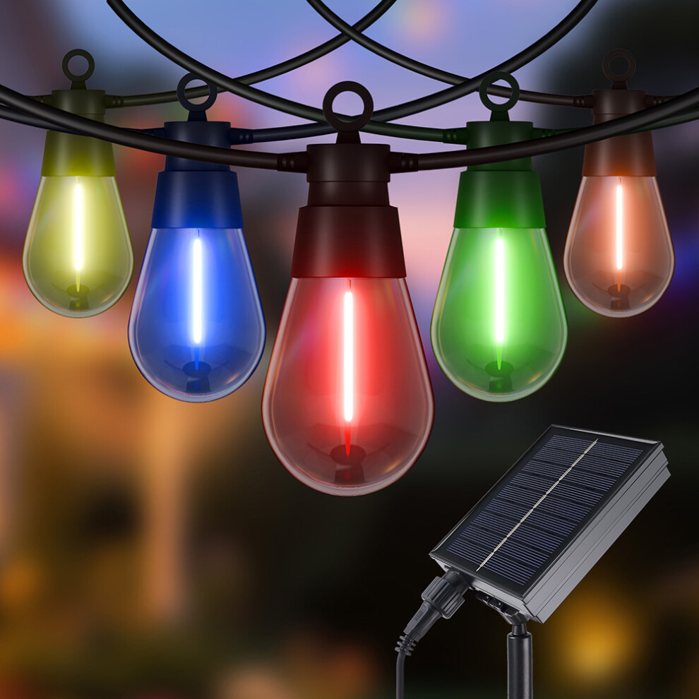 LED Solar Bulb String Lights, 6.5m, 10 bulbs, RGB