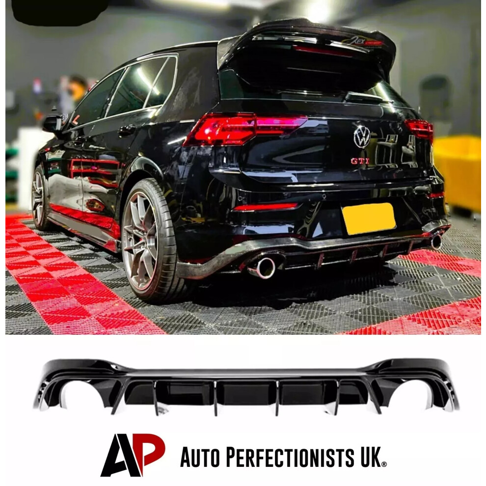 For Vw Golf Mk8 Gti Gtd Gte Rear Valance Diffuser Lip Spoiler Body Kit Black 5061072665554