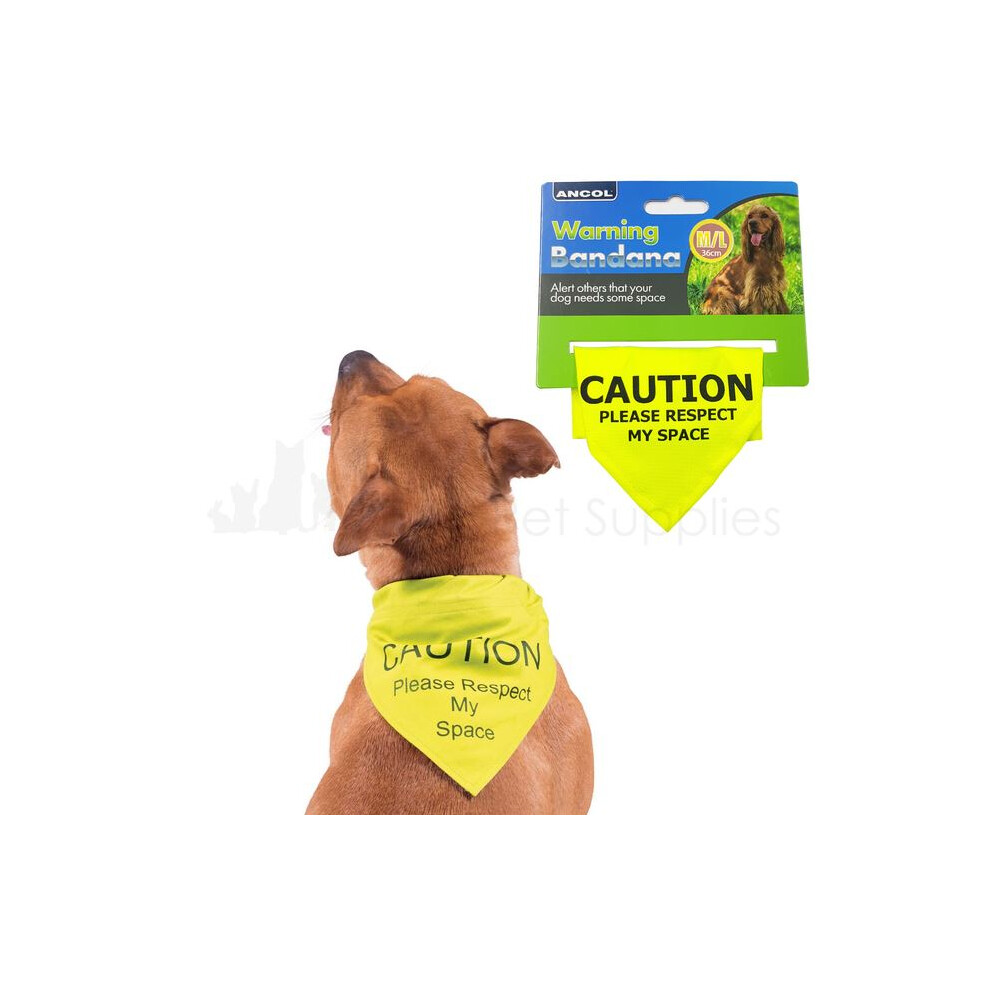 Ancol Warning Bandana Respect My Space Medium/Large18cm Yellow