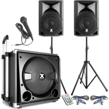 Vonyx VX800BT 2.1 Active PA Speaker System 800W with Bluetooth, Powered Subwoofer, Speakers, Stands & Microphone - DJ, Karaoke