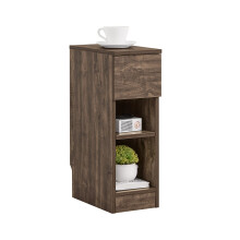 SoBuy Slim Brown Bedside Table with Drawer & Shelves