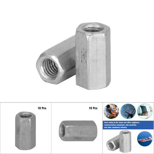 10pcs Long Rod Nut Hex Hexagonal Sleeve Nut Standoff Threaded Fasteners (M6 * 25) 2