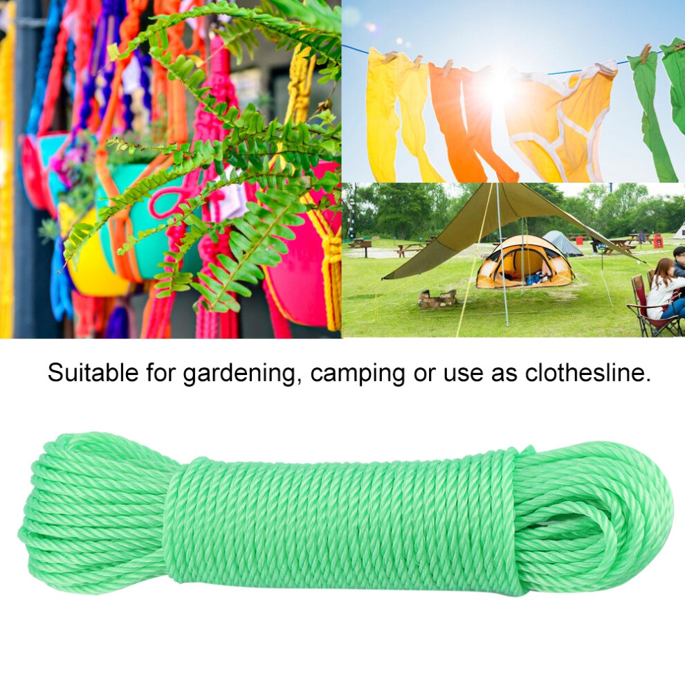 20M Nylon Clothesline Rope - Durable Garden, Camping & Diy Cord Green