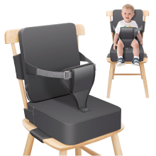 Toddler Booster Cushion - 10cm Thick with Safety Straps & Backrest