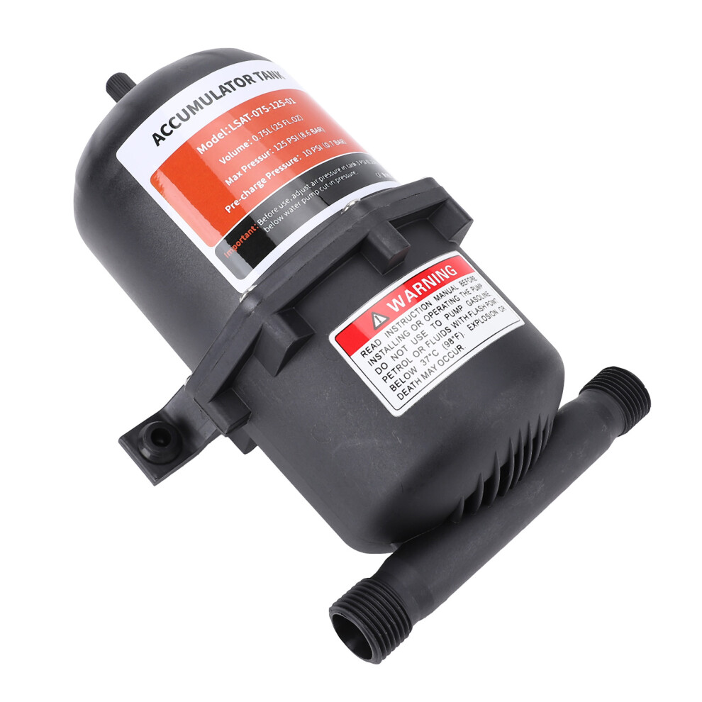 Accumulator Tank 0.75L Pre Pressurized For Rv Water Pump Maximum 125Psi 1/2 Mnpt Port Fitting With 2 Clamps 1 Ptfe Tape 7901325125320