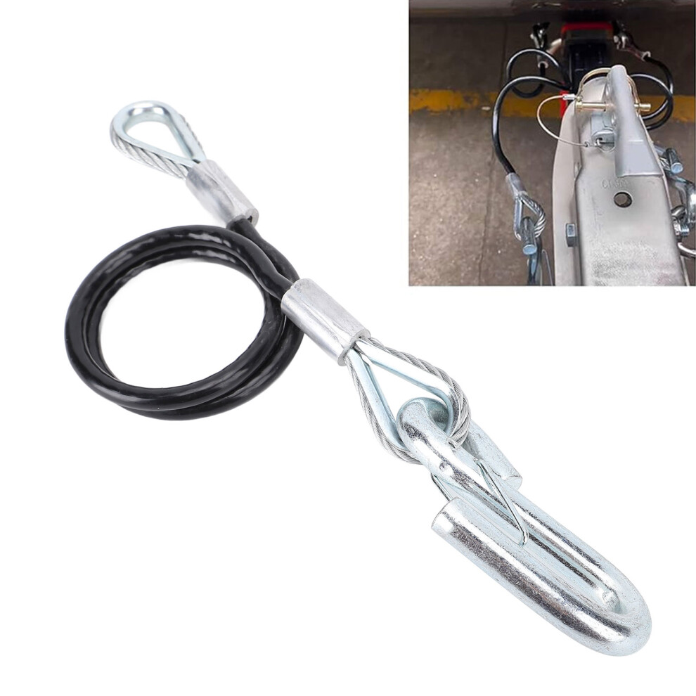 Trailer Safety Towing Cable With S Hook 3500Lbs Load Bearing 27.6In Maximum Extension Length Spring Towing Rope For Rv With One S Hook 4921325127905