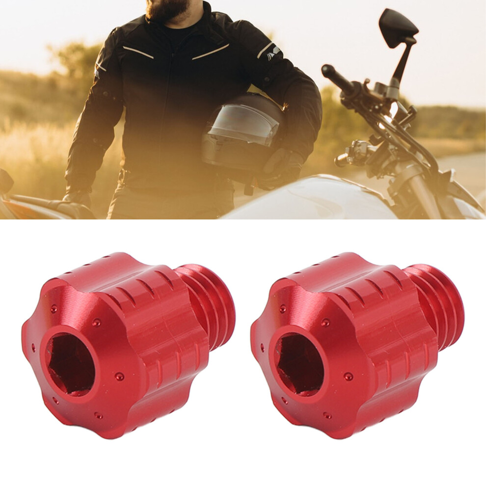 2Pcs Motorcycle Mirror Adapter Screws 10Mm Threaded Cnc Aluminum Alloy Motorbike Rearview Mirror Plugs Bolts Red 9401325130945