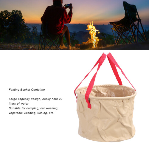 Faltbarer Eimerbehälter 20 L beige tragbar 2