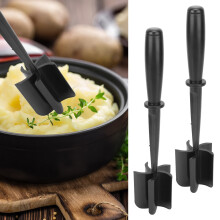 Meat Chopper Heat Resistant Ergonomic Handle Nylon Ground Beef Masher for Chicken Potato Hamburger Black 2pcs