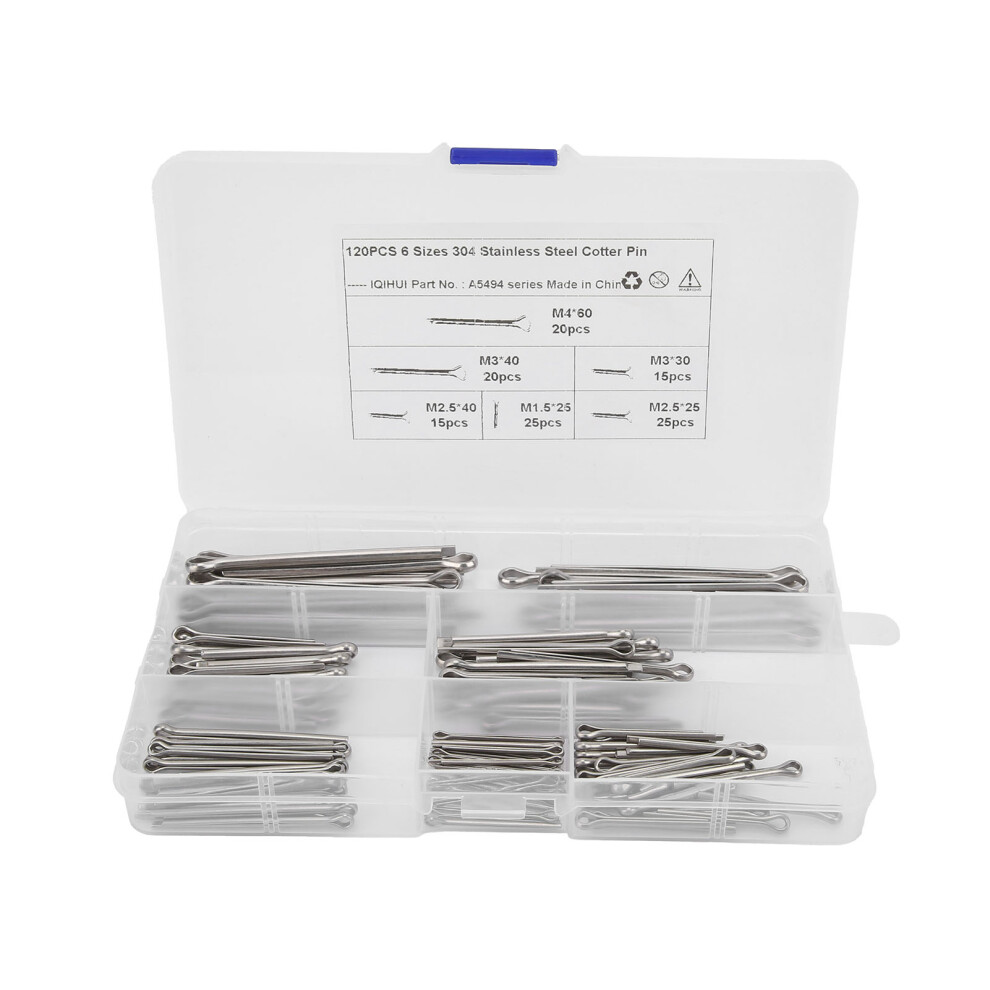 Boroco 120Pcs Cotter Pin Assortment Stainless Stee 9037306163079
