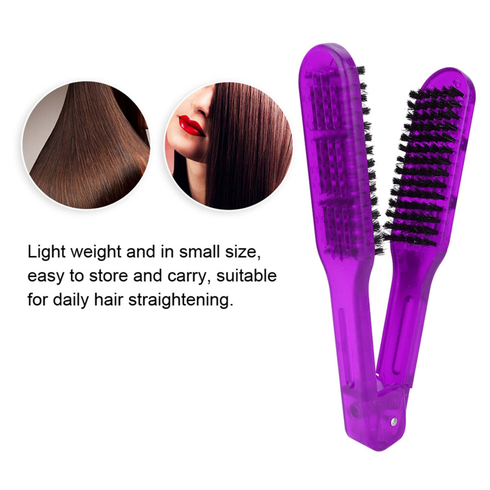Unisex Purple Hair Straightening Plywood Comb Straightener Styling Comb Hairdressing Tool (Purple)