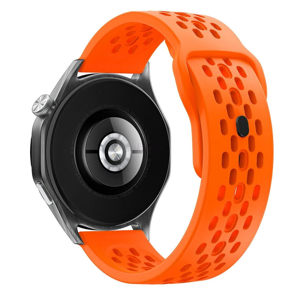 (, 18Mm) New Up! 18Mm 20Mm 22Mm Silicone Sport Breathable Watch Band Silicone Strap For Samsung Garmin Smartwatch Orange 6963793956692